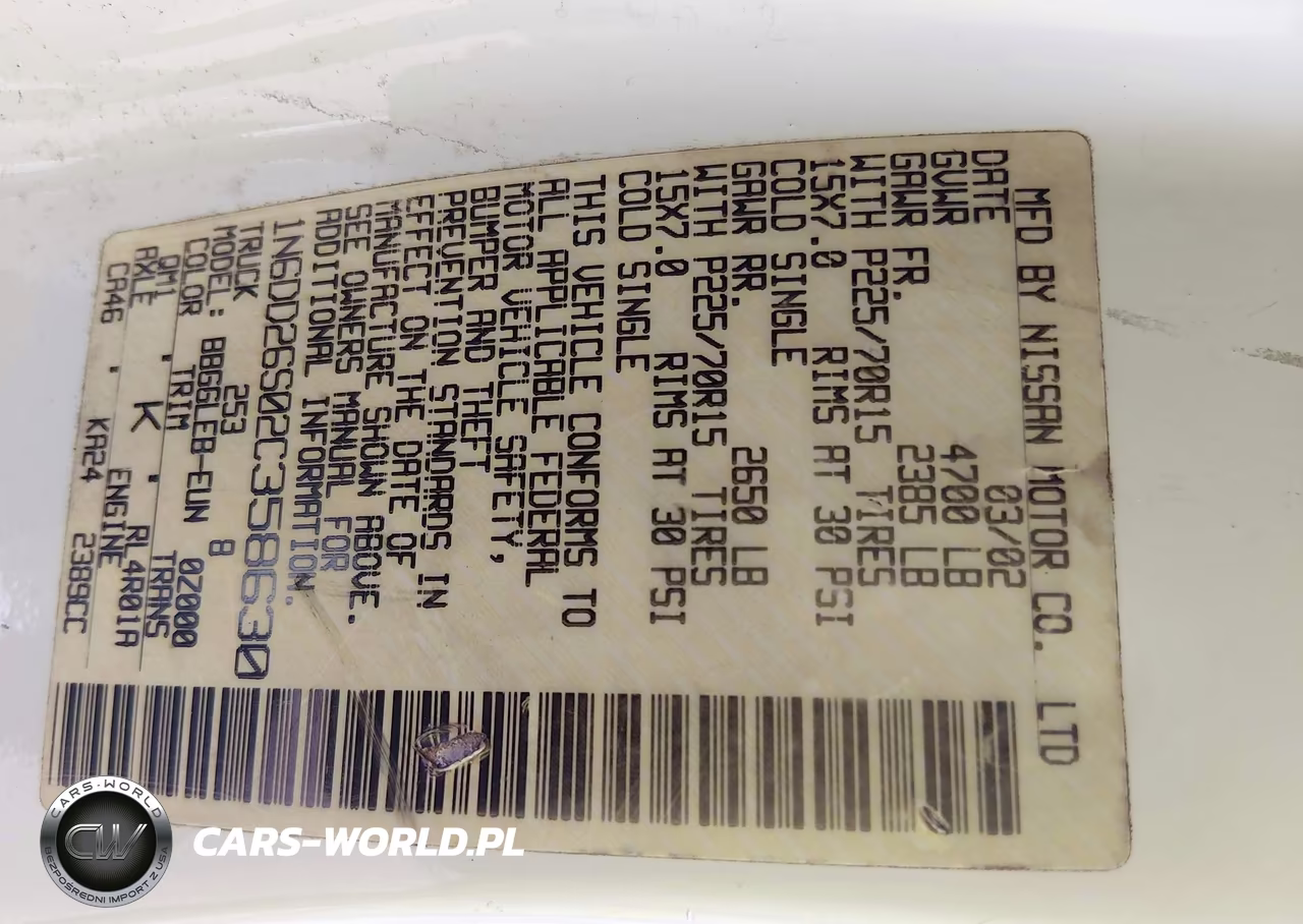 2002 Nissan Frontier Xe VIN:1N6DD26S02C358630 - 9