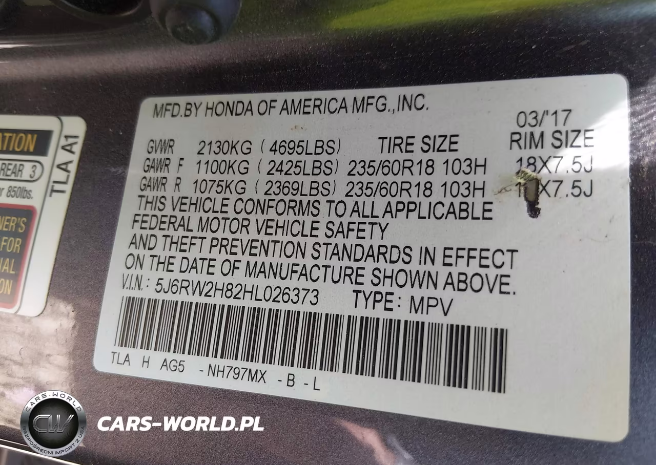 2017 Honda Cr-V Ex-L-Ex-L Navi VIN:5J6RW2H82HL026373 - 9