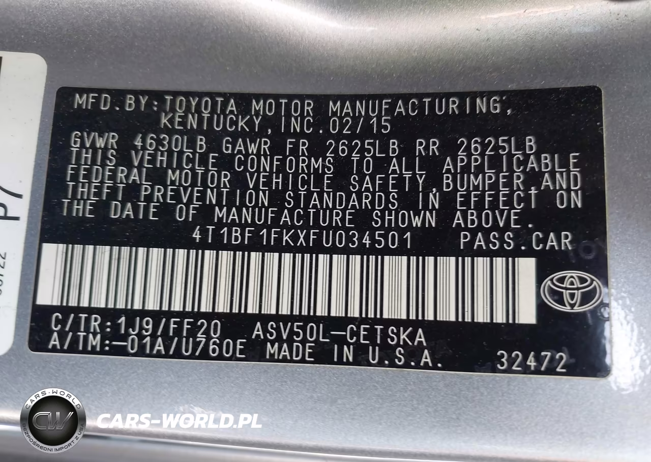2015 Toyota Camry Se VIN:4T1BF1FKXFU034501 - 9