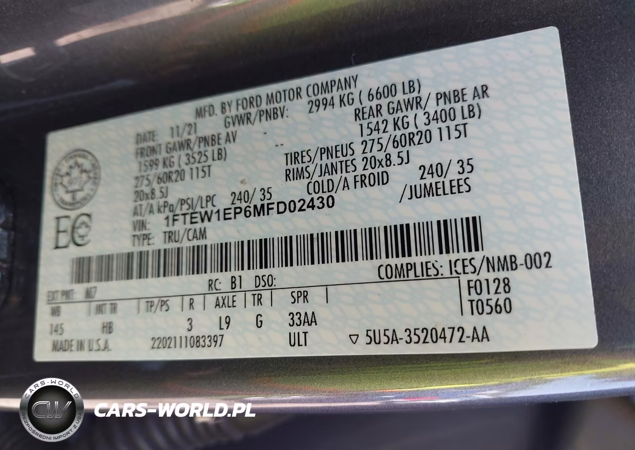 2021 Ford F-150 Lariat VIN:1FTEW1EP6MFD02430 - 9