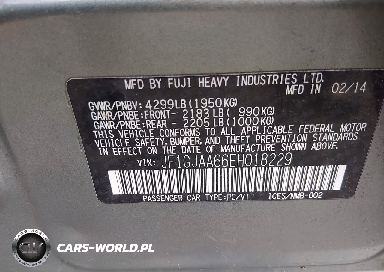 2014 Subaru Impreza 2.0I VIN:JF1GJAA66EH018229 - 9
