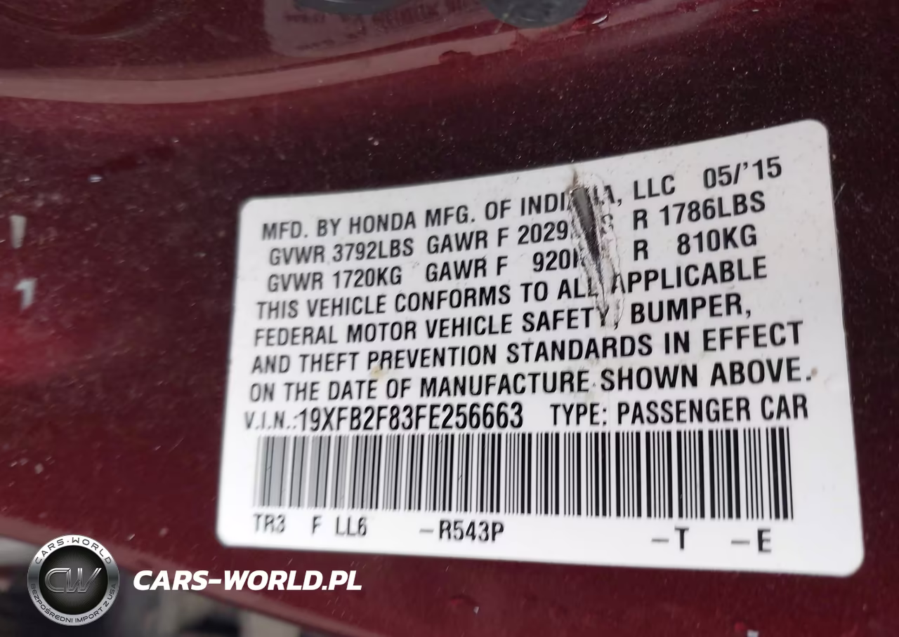 2015 Honda Civic Ex VIN:19XFB2F83FE256663 - 9