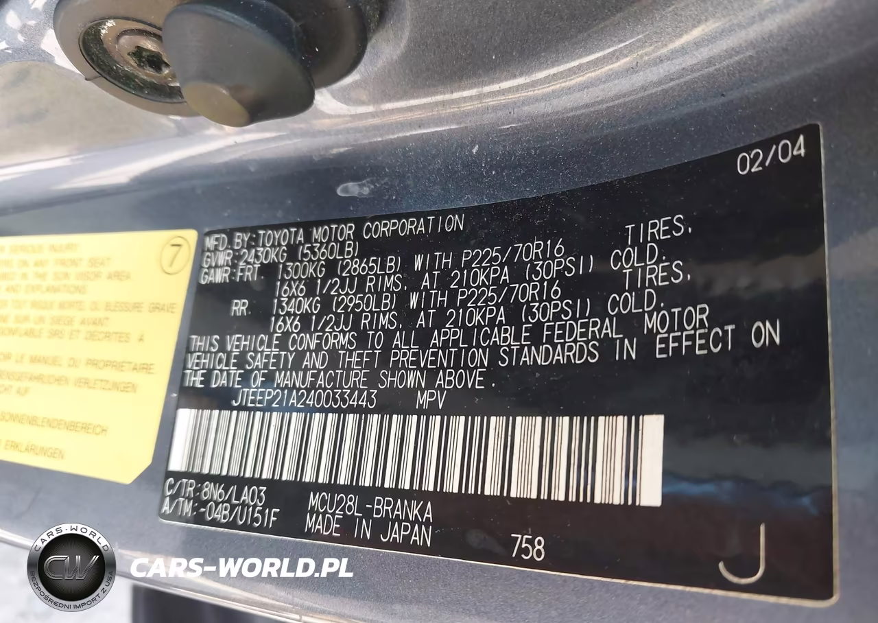 2004 Toyota Highlander V6 VIN:JTEEP21A240033443 - 9
