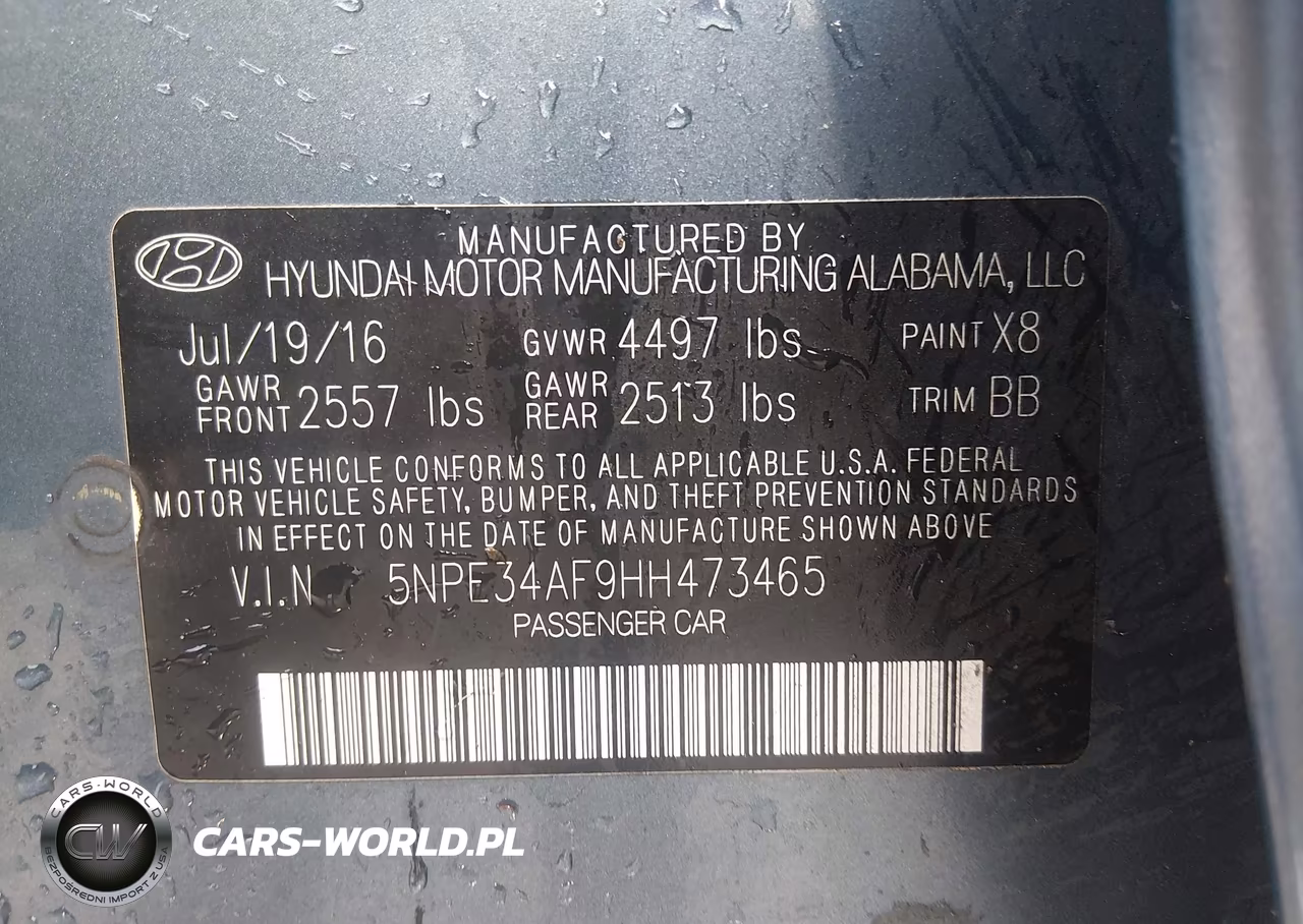 2017 Hyundai Sonata Sport VIN:5NPE34AF9HH473465 - 9