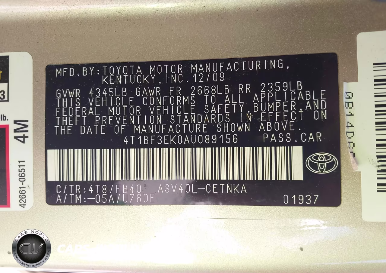 2010 Toyota Camry Le VIN:4T1BF3EK0AU089156 - 9