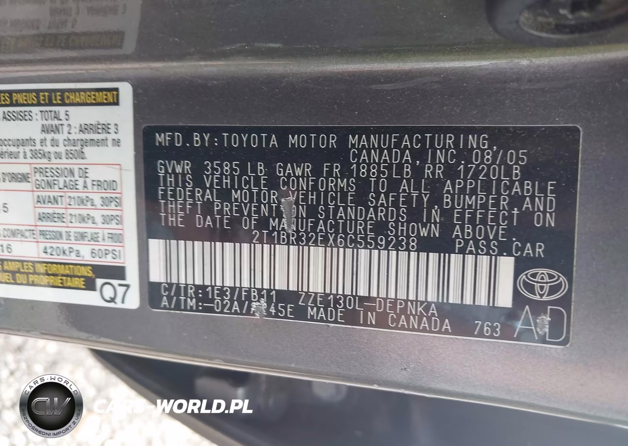 2006 Toyota Corolla Le VIN:2T1BR32EX6C559238 - 9