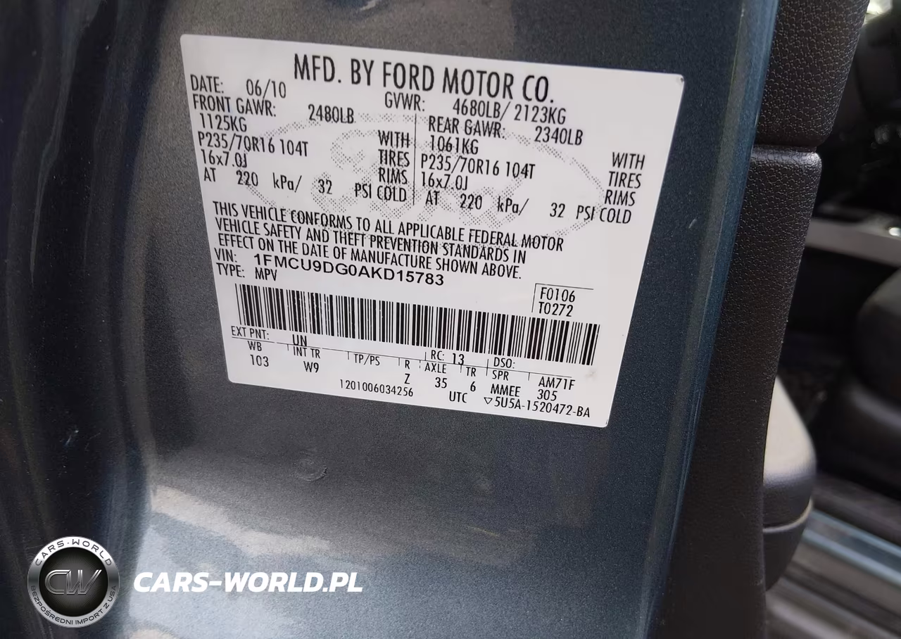 2010 Ford Escape Xlt VIN:1FMCU9DG0AKD15783 - 9