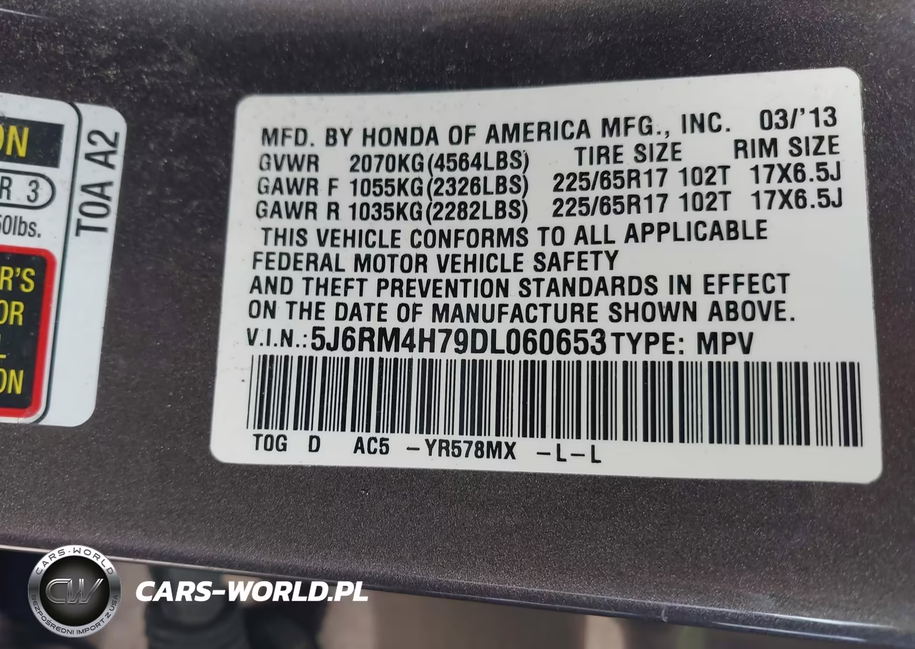 2013 Honda Cr-V Ex-L VIN:5J6RM4H79DL060653 - 9