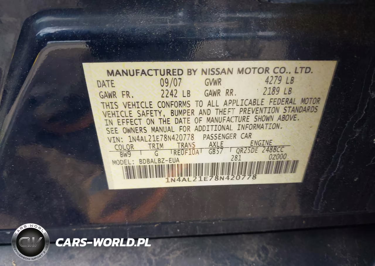 2008 Nissan Altima 2.5 S VIN:1N4AL21E78N420778 - 9