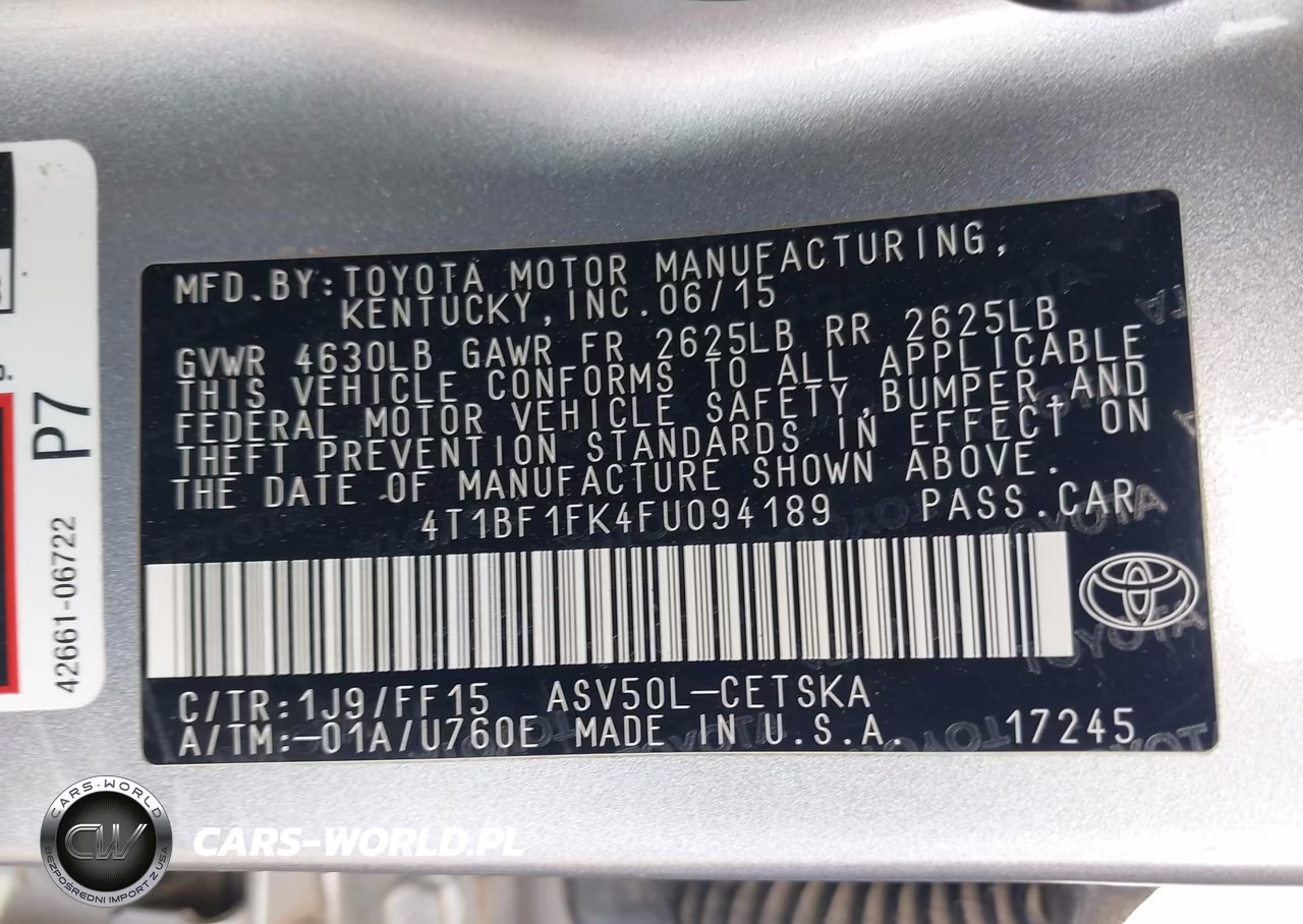 2015 Toyota Camry Se VIN:4T1BF1FK4FU094189 - 9