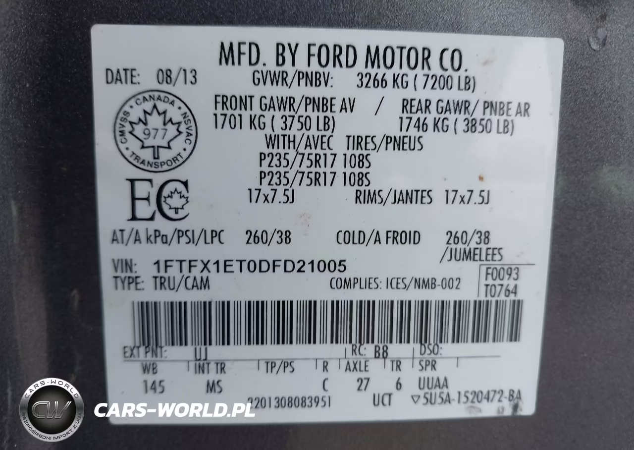 2013 Ford F-150 Xlt VIN:1FTFX1ET0DFD21005 - 9