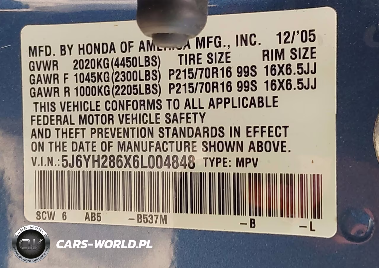 2006 Honda Element Ex VIN:5J6YH286X6L004848 - 9