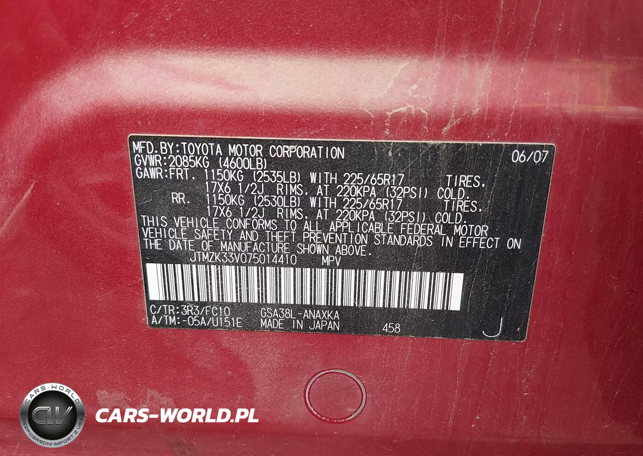 2007 Toyota Rav4 Base V6 (A5) VIN:JTMZK33V075014410 - 9