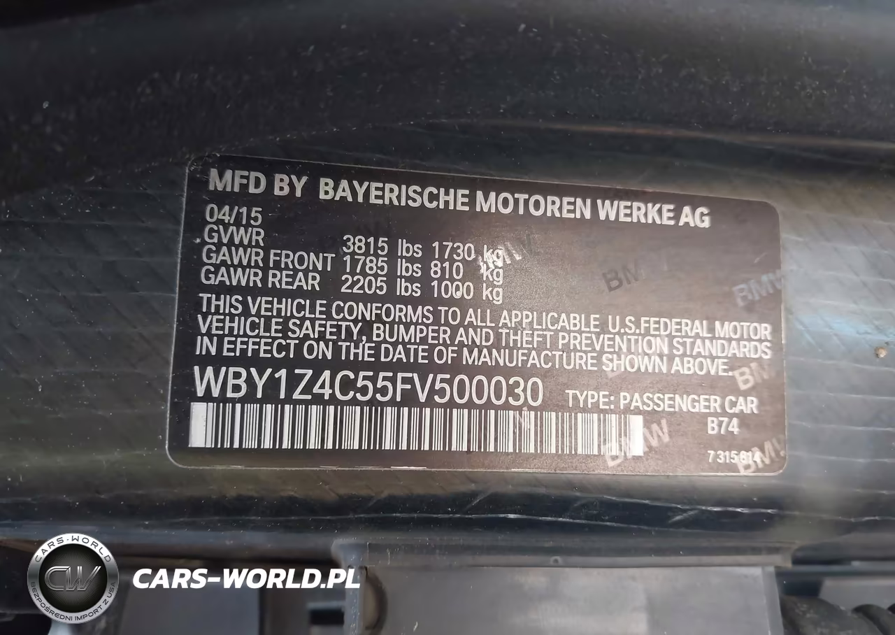 2015 BMW I3 Base W-Range Extender VIN:WBY1Z4C55FV500030 - 9