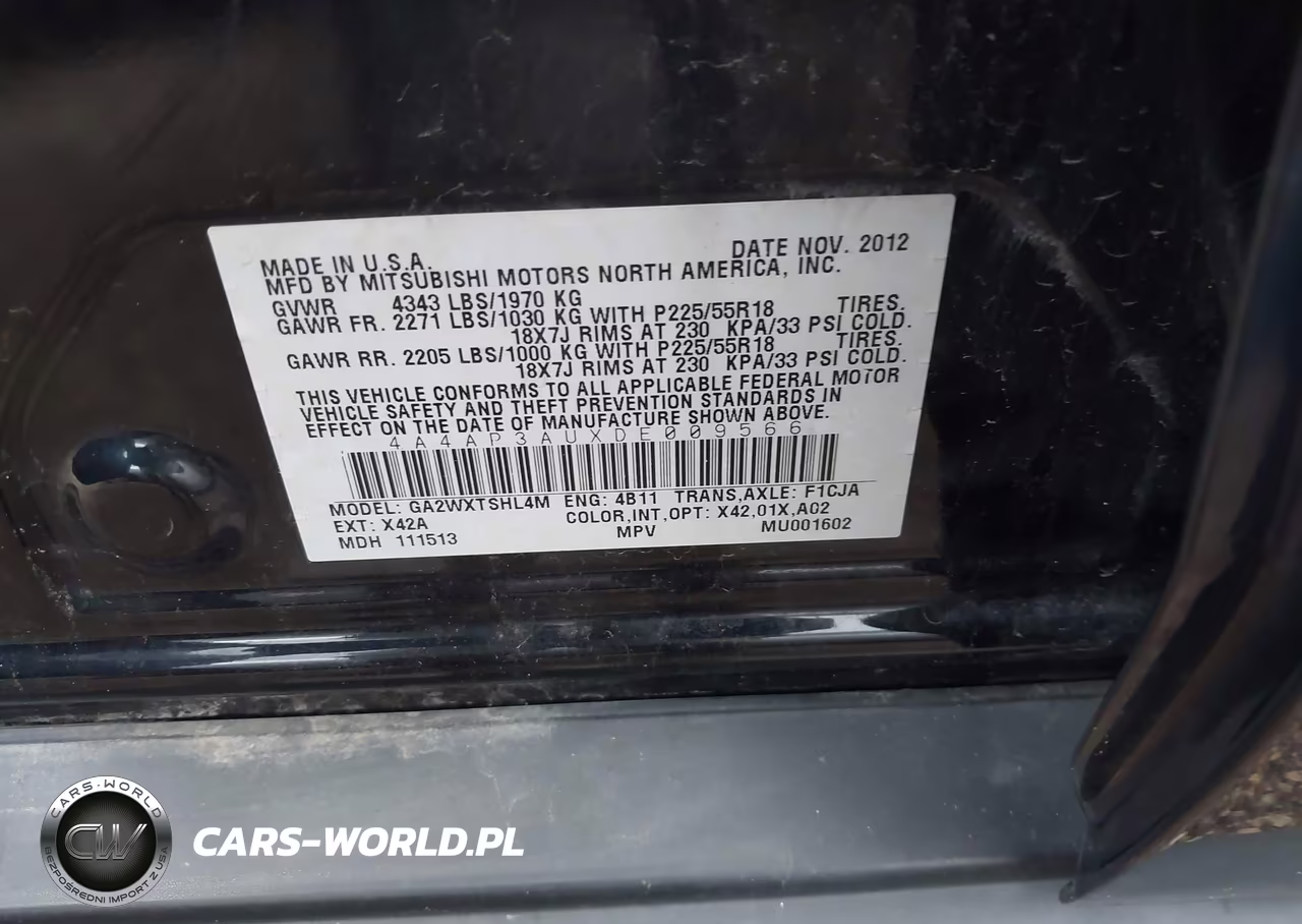 2013 Mitsubishi Outlander Sport Es VIN:4A4AP3AUXDE009566 - 9