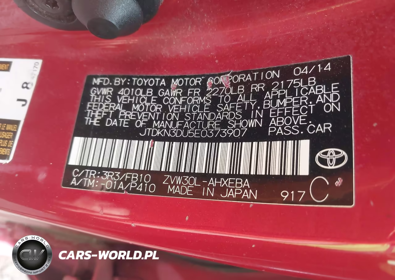 2014 Toyota Prius Two VIN:JTDKN3DU5E0373907 - 9