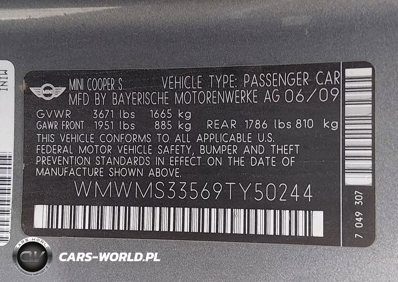 2009 Mini Cooper S VIN:WMWMS33569TY50244 - 9