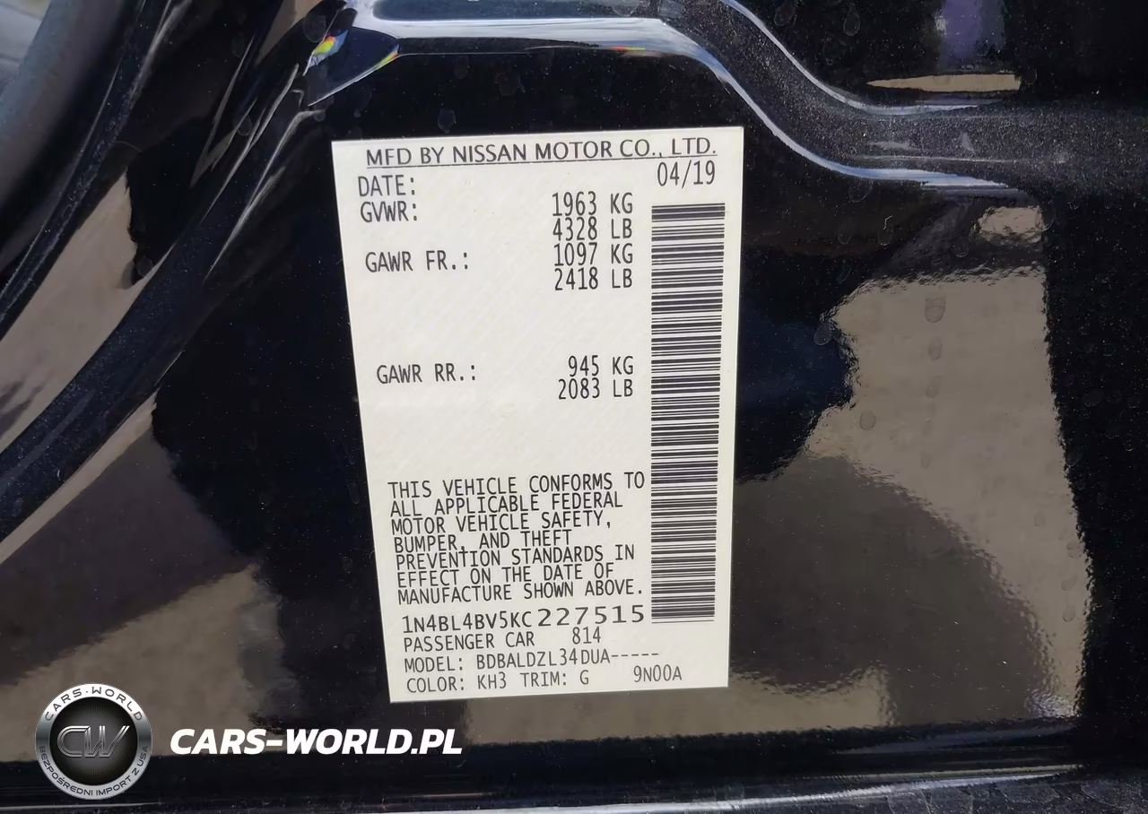 2019 Nissan Altima 2.5 S VIN:1N4BL4BV5KC227515 - 9