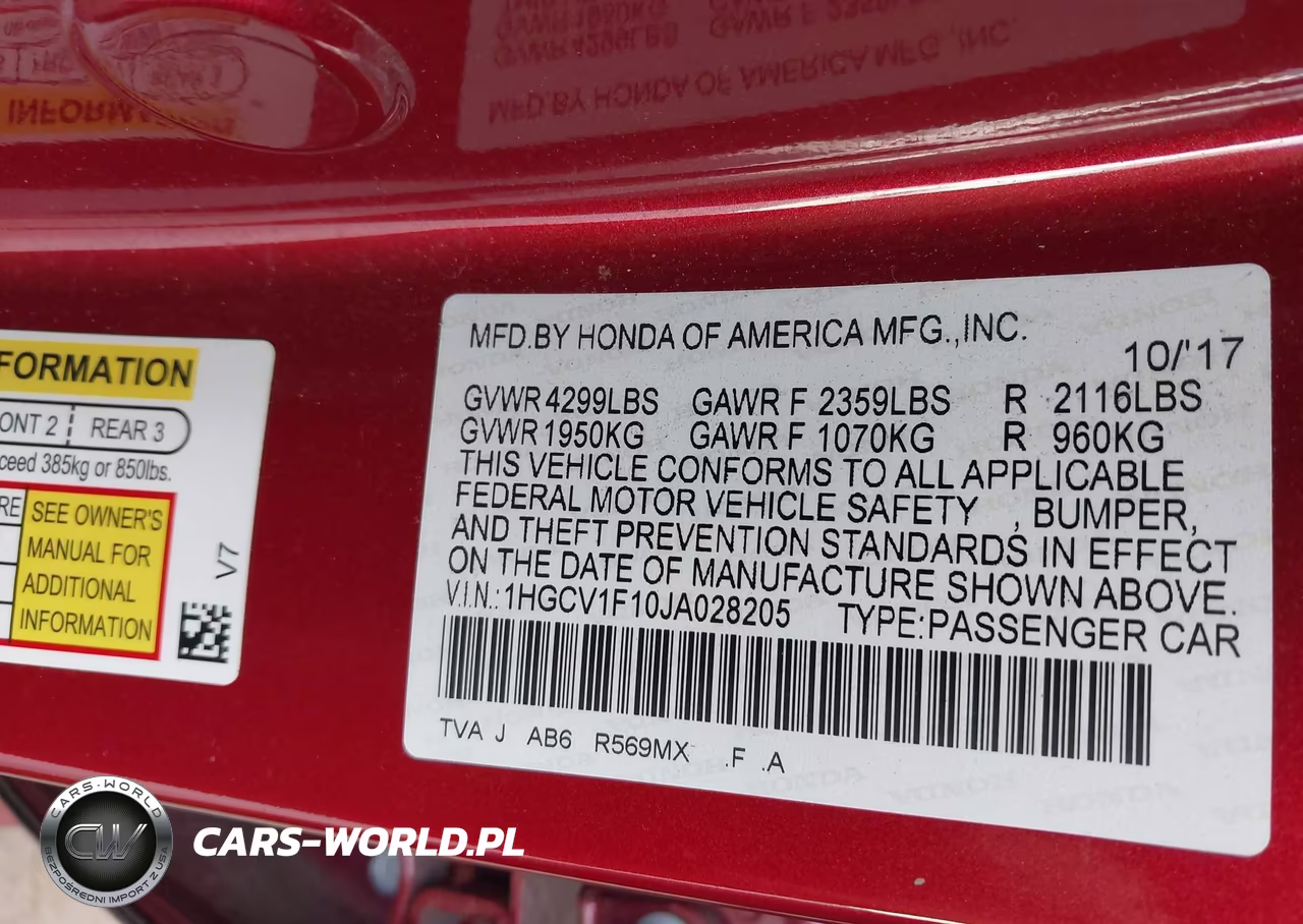 2018 Honda Accord Lx VIN:1HGCV1F10JA028205 - 9