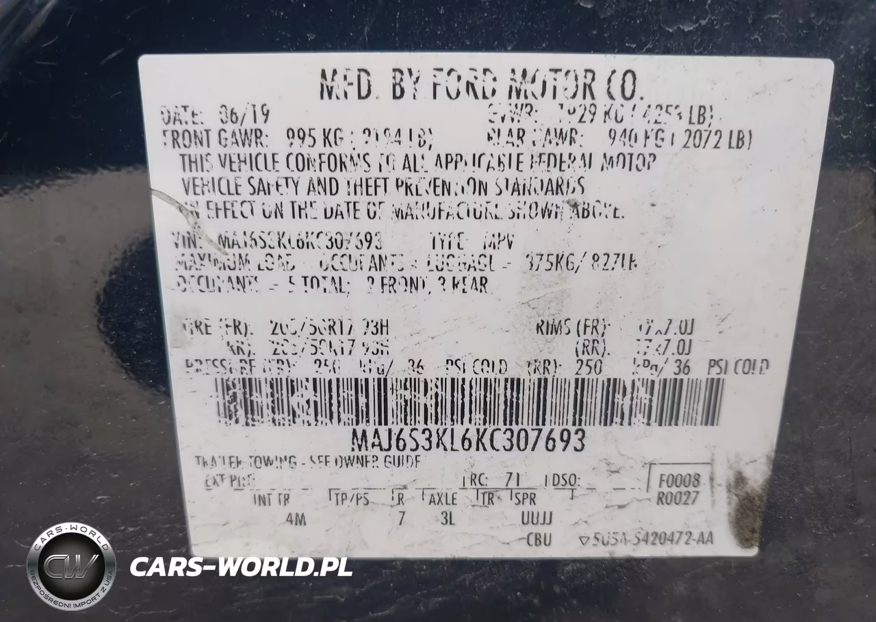 2019 Ford Ecosport Titanium VIN:MAJ6S3KL6KC307693 - 9