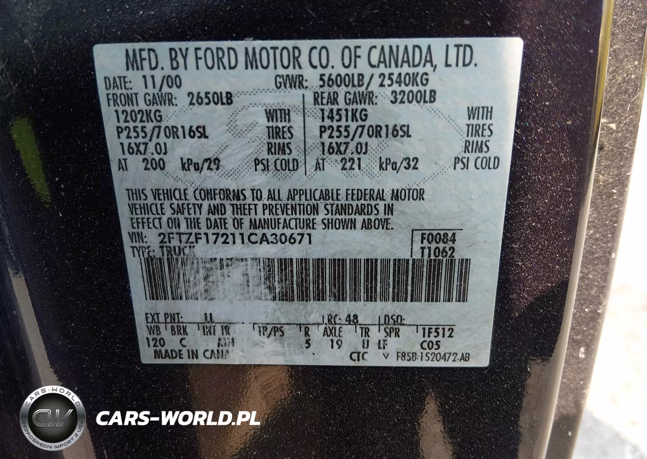 2001 Ford F-150 Xl-Xlt VIN:2FTZF17211CA30671 - 9