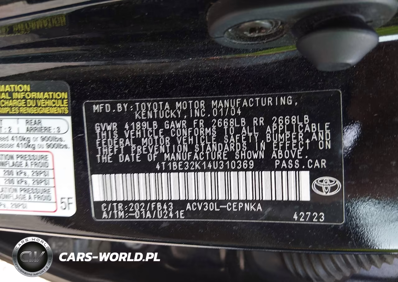 2004 Toyota Camry Le VIN:4T1BE32K14U310369 - 9