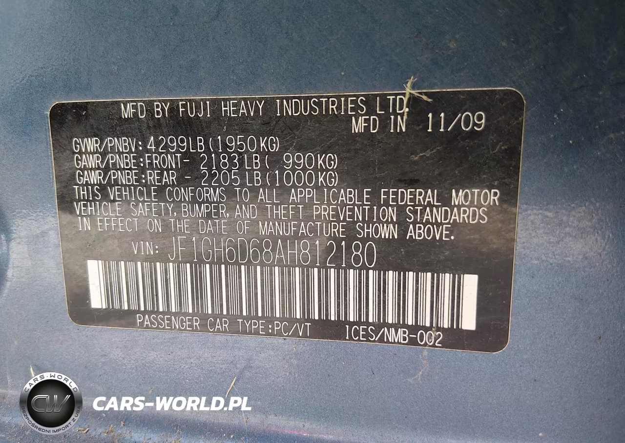 2010 Subaru Impreza Outback Sport VIN:JF1GH6D68AH812180 - 9