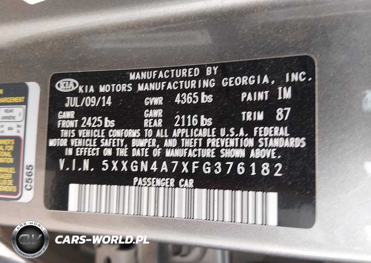 2015 Kia Optima Ex VIN:5XXGN4A7XFG376182 - 9