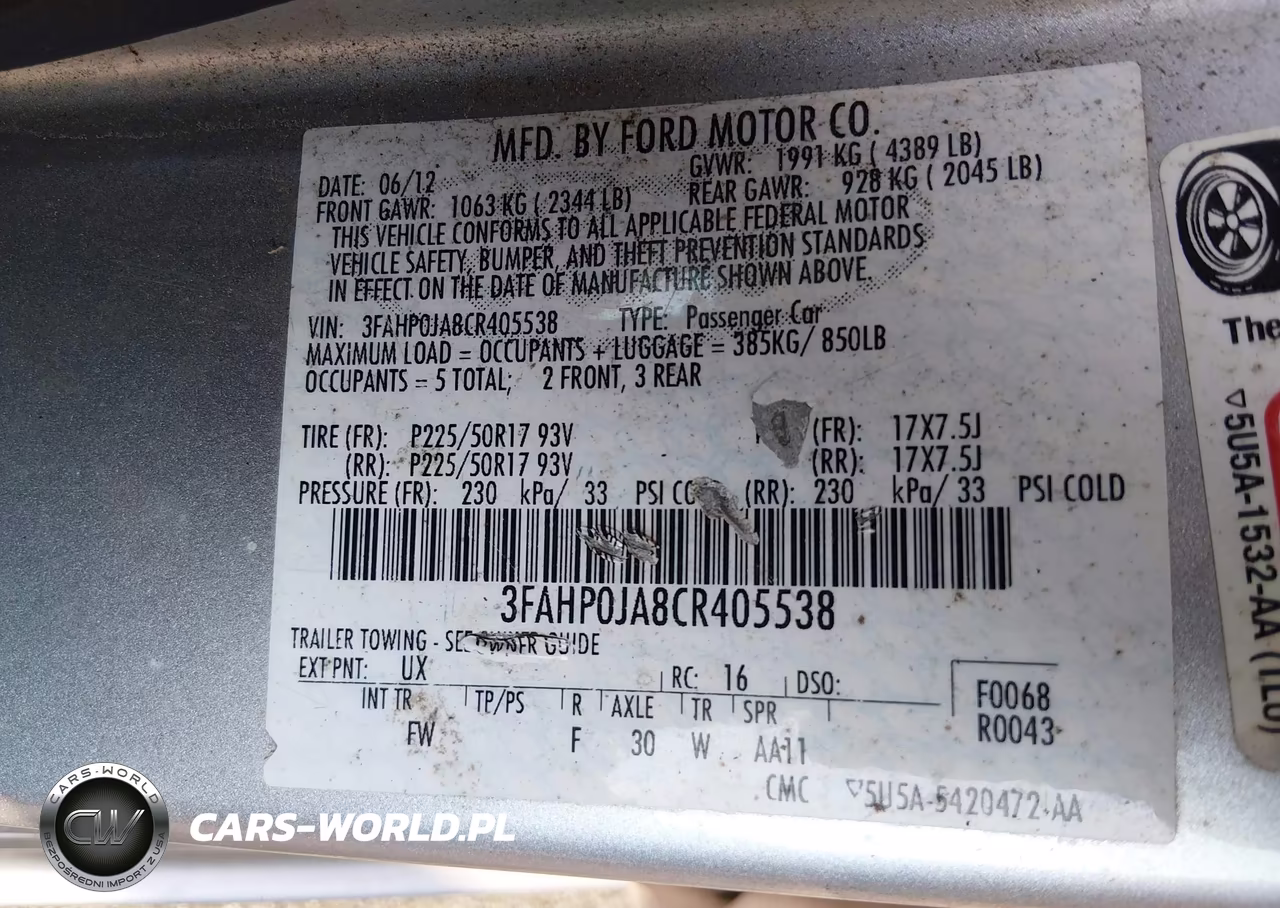 2012 Ford Fusion Sel VIN:3FAHP0JA8CR405538 - 9