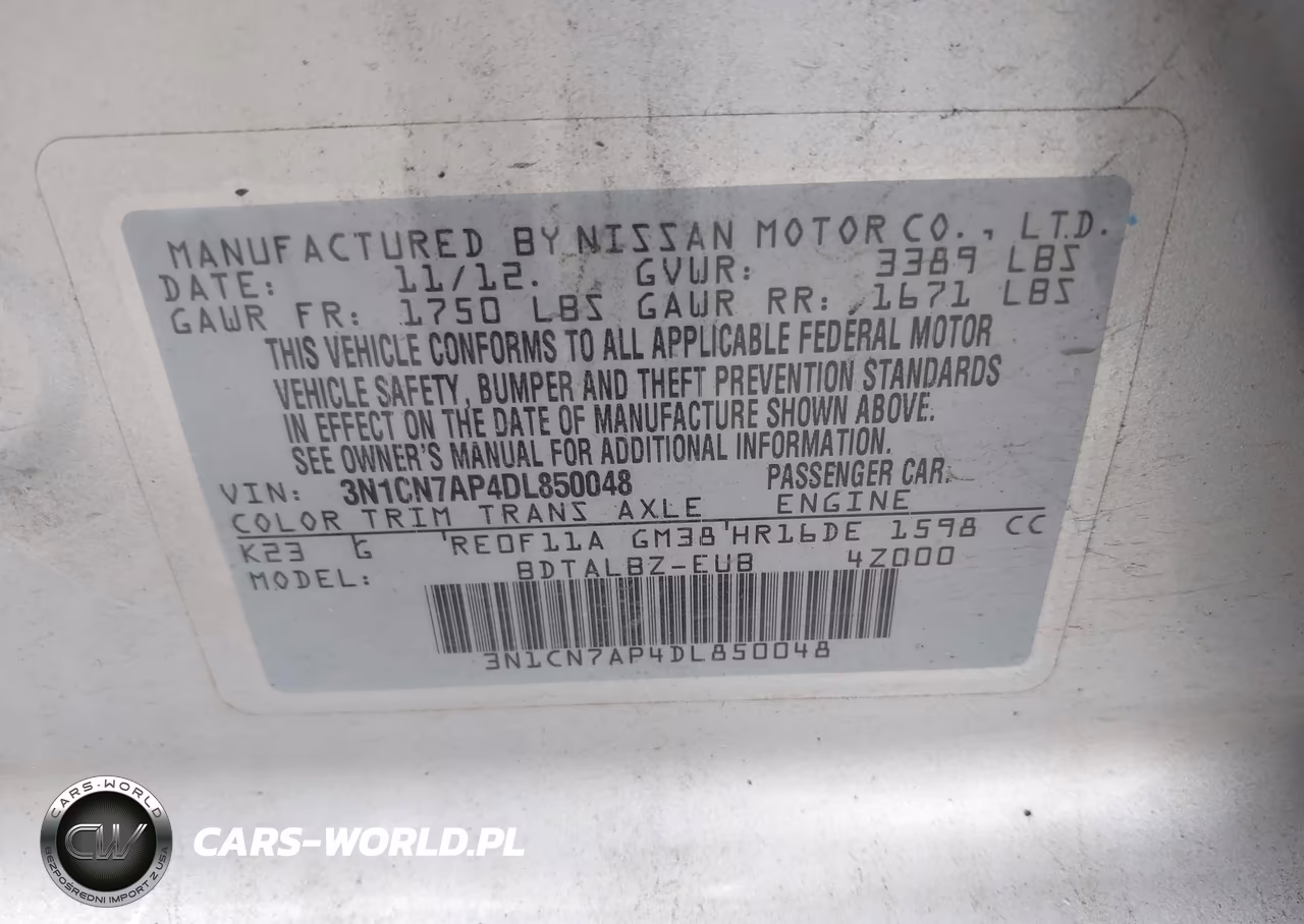 2013 Nissan Versa 1.6 Sv VIN:3N1CN7AP4DL850048 - 9