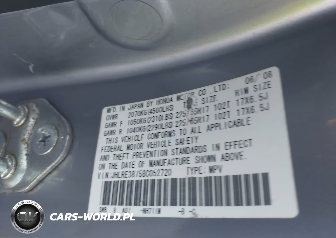 2008 Honda Cr-V Ex-L VIN:JHLRE38758C052720 - 9