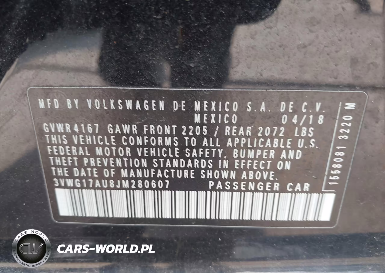 2018 Volkswagen Golf Tsi S-Tsi Se VIN:3VWG17AU8JM280607 - 9