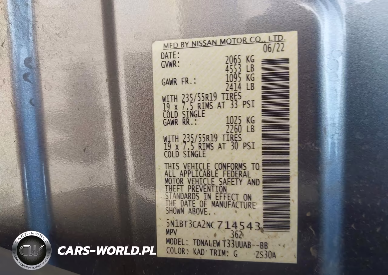 2022 Nissan Rogue Sl Fwd VIN:5N1BT3CA2NC714543 - 9