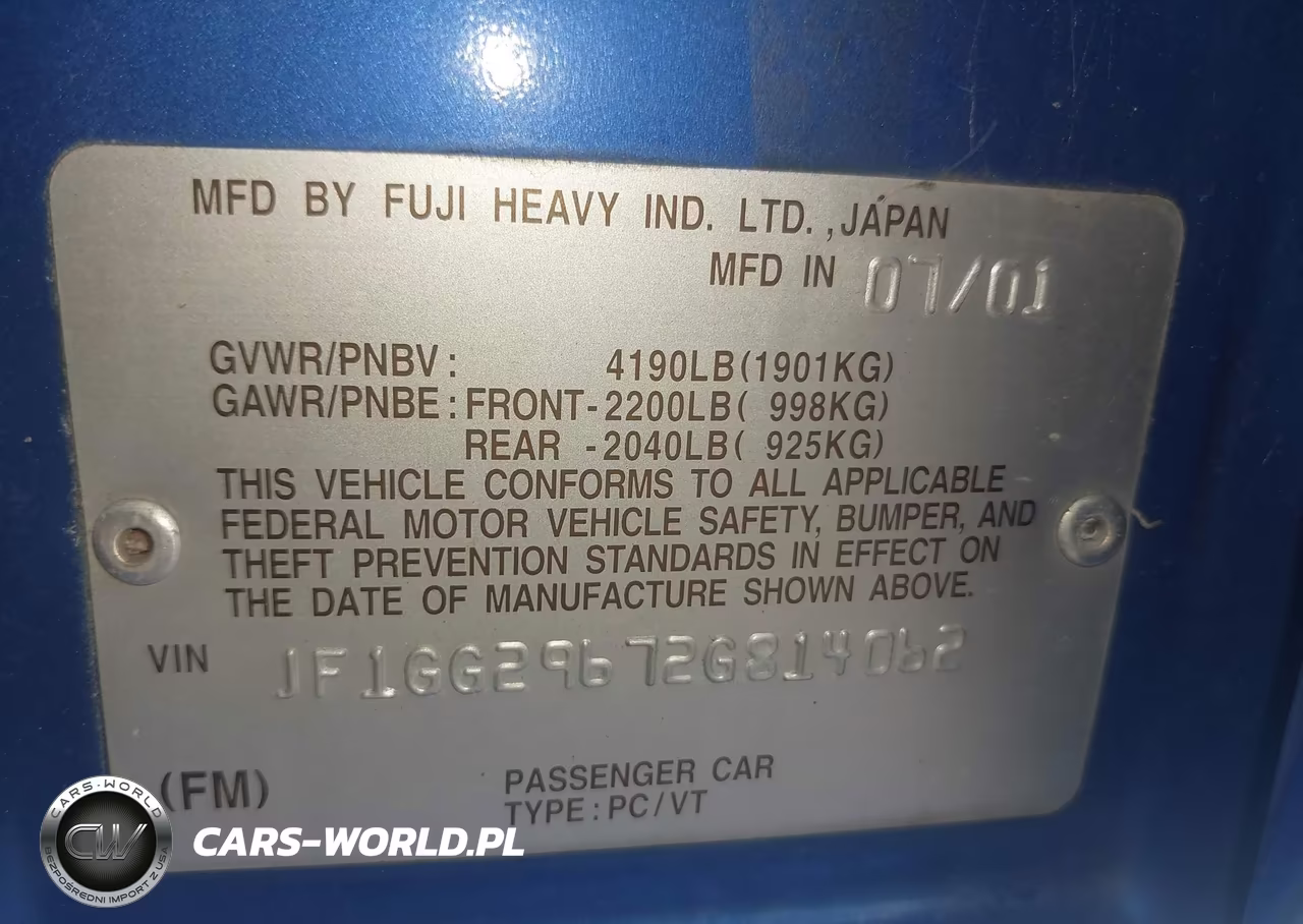 2002 Subaru Impreza Wrx VIN:JF1GG29672G814062 - 9