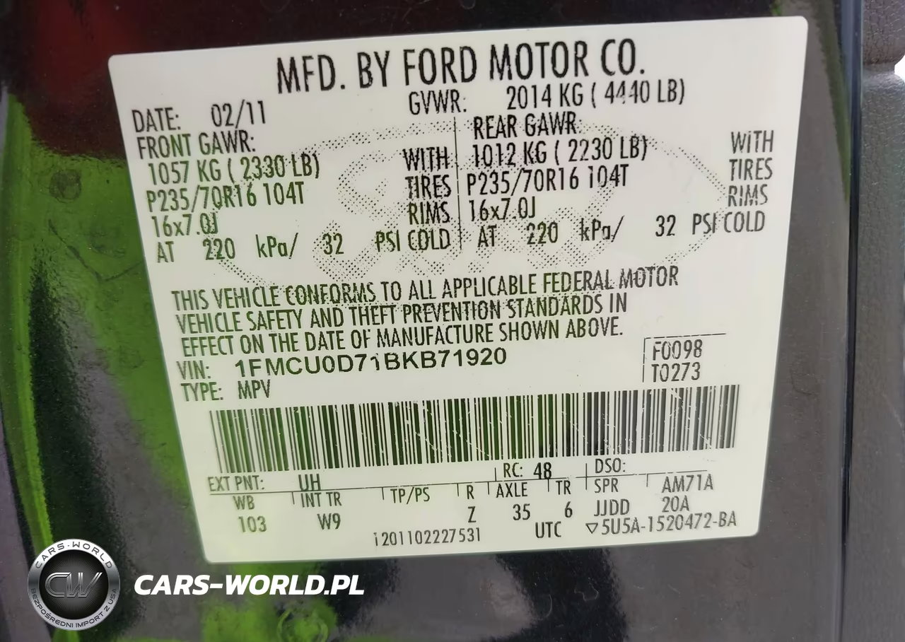 2011 Ford Escape Xlt VIN:1FMCU0D71BKB71920 - 9