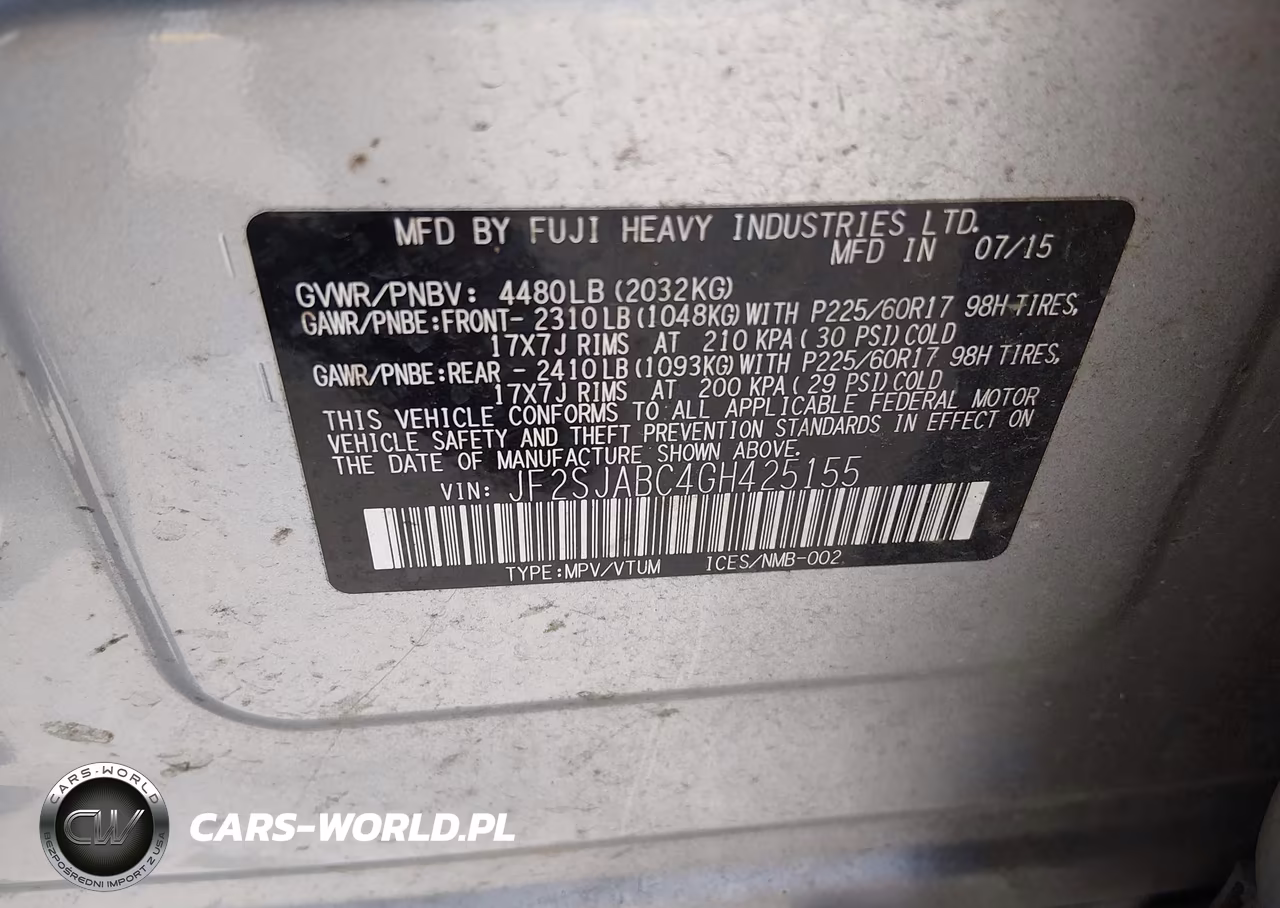 2016 Subaru Forester 2.5I VIN:JF2SJABC4GH425155 - 9