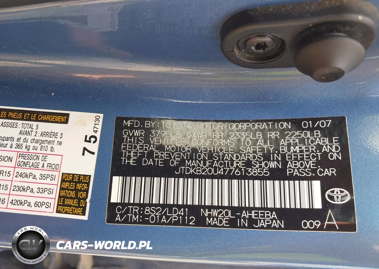 2007 Toyota Prius VIN:JTDKB20U477613855 - 8