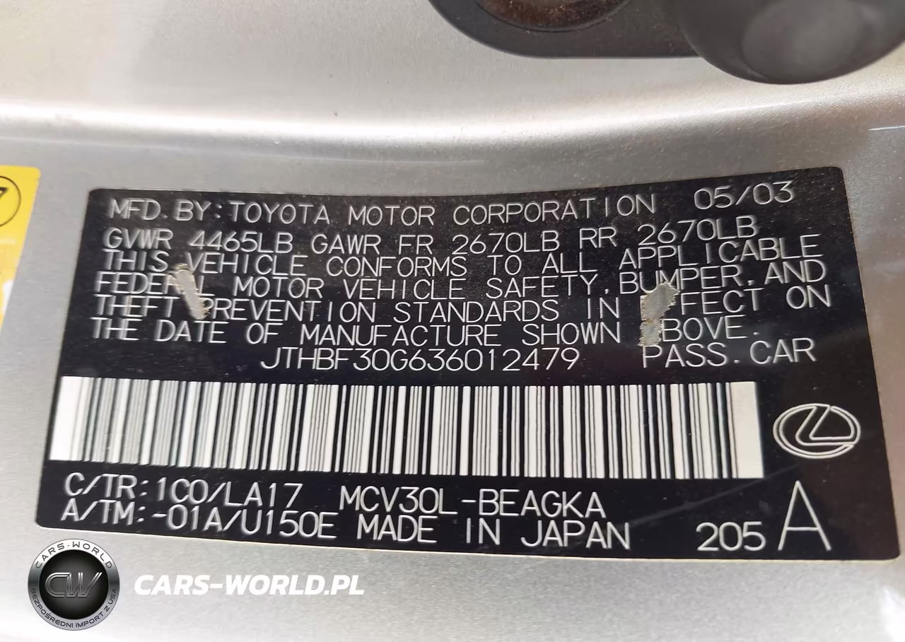 2003 Lexus Es 300 VIN:JTHBF30G636012479 - 9