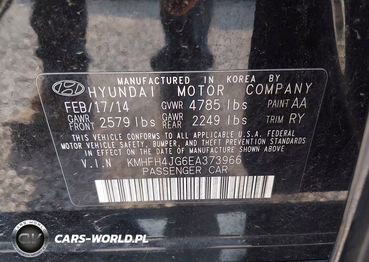 2014 Hyundai Azera Limited VIN:KMHFH4JG6EA373966 - 9