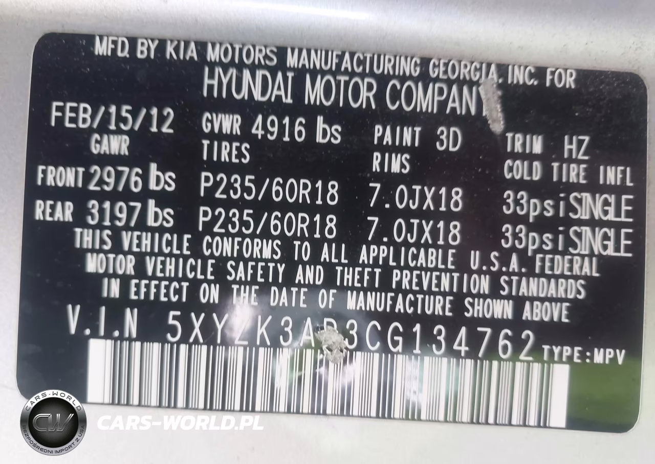 2012 Hyundai Santa Fe Limited VIN:5XYZK3AB3CG134762 - 9
