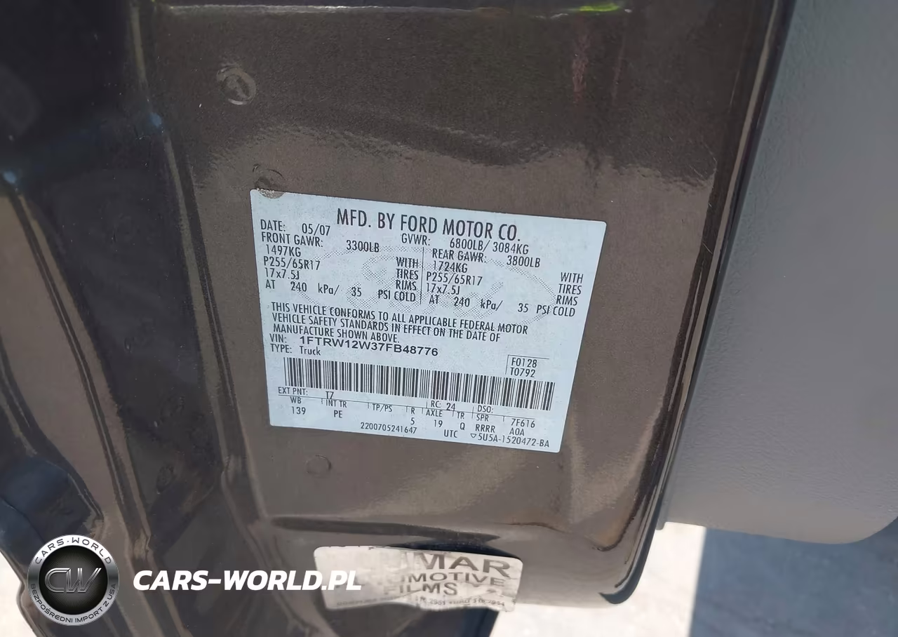 2007 Ford F-150 Xlt VIN:1FTRW12W37FB48776 - 9