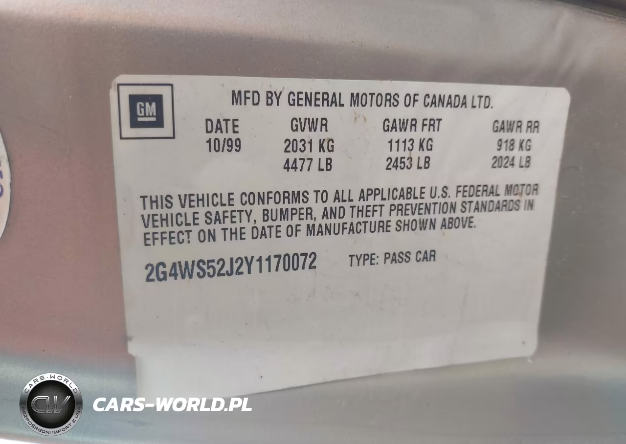2000 Buick Century Custom VIN:2G4WS52J2Y1170072 - 9