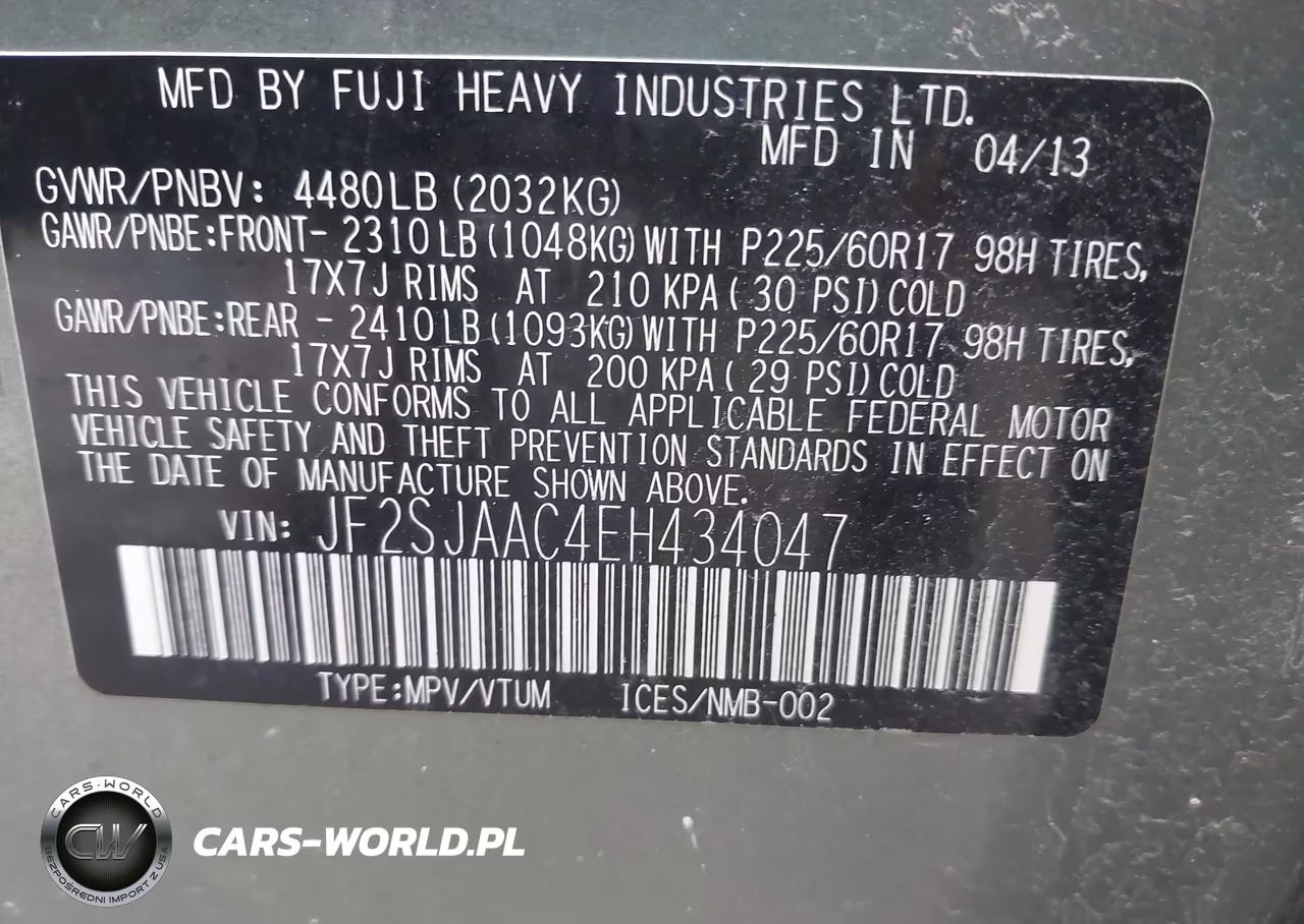 2014 Subaru Forester 2.5I VIN:JF2SJAAC4EH434047 - 9