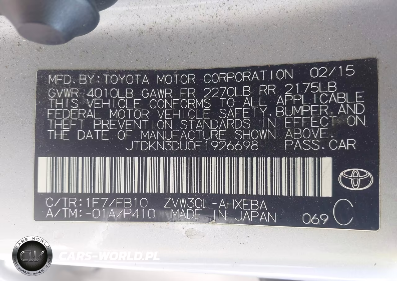 2015 Toyota Prius Two VIN:JTDKN3DU0F1926698 - 9