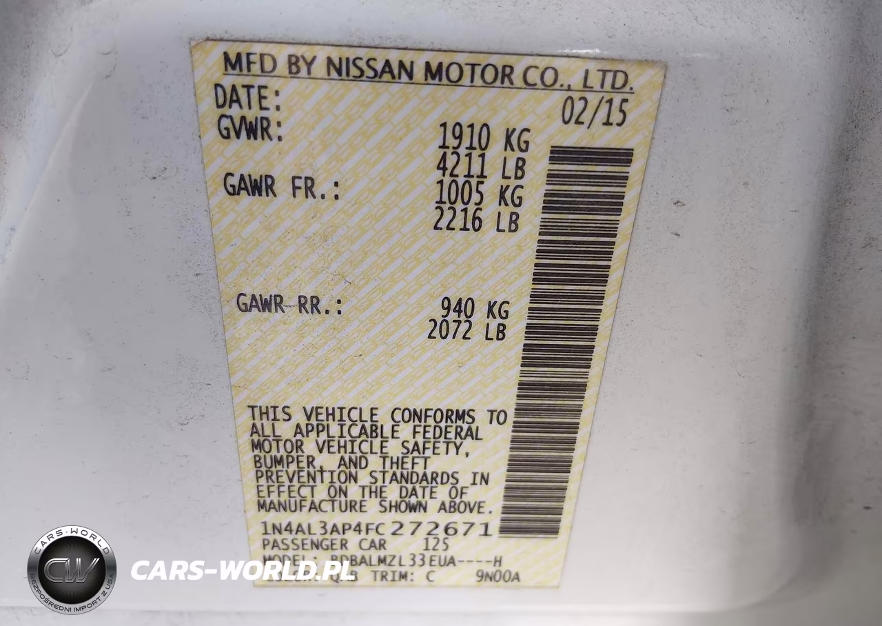 2015 Nissan Altima 2.5 Sv VIN:1N4AL3AP4FC272671 - 9