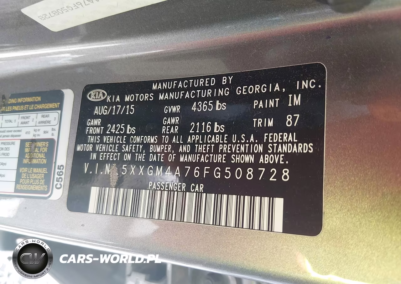 2015 Kia Optima Lx VIN:5XXGM4A76FG508728 - 9