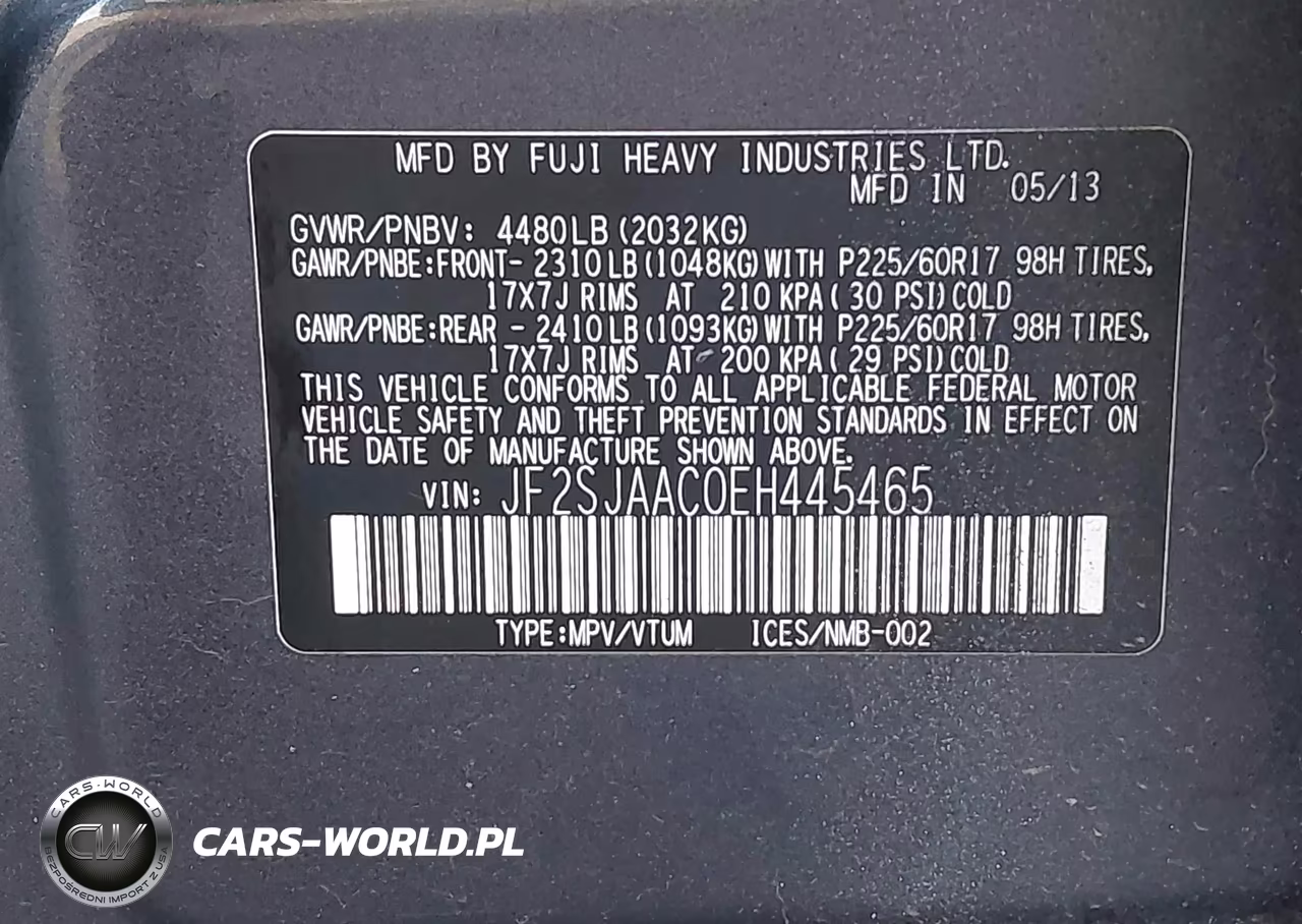 2014 Subaru Forester 2.5I VIN:JF2SJAAC0EH445465 - 9
