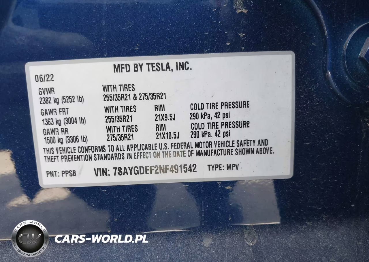 2022 Tesla Model Y Performance Dual Motor All-Wheel Drive VIN:7SAYGDEF2NF491542 - 9