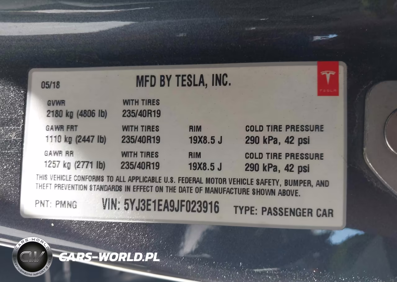2018 Tesla Model 3 VIN:5YJ3E1EA9JF023916 - 9