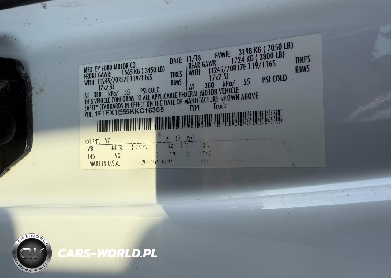 2019 Ford F150 Super Cab VIN:1FTFX1E55KKC16305 - 8